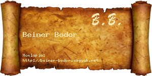 Beiner Bodor névjegykártya
